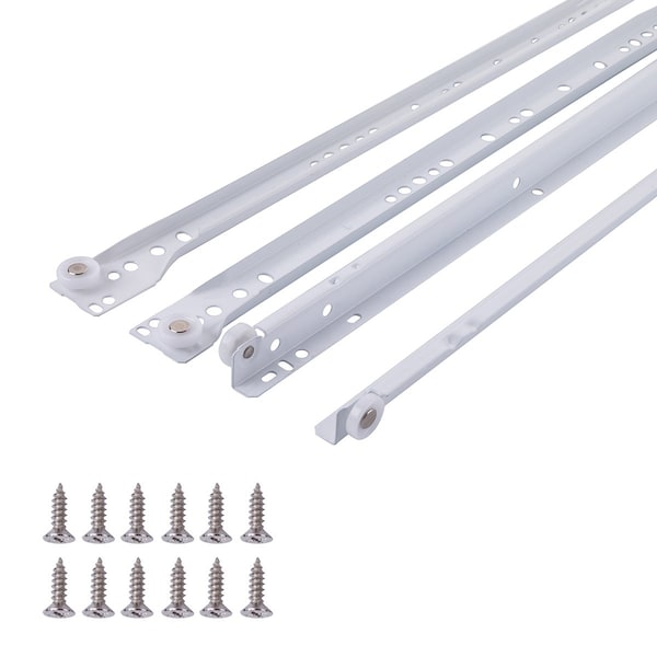 South Main Hardware 16 in. White Coated Steel Euro Bottom Mount Drawer Slides - SLIDE-R-16