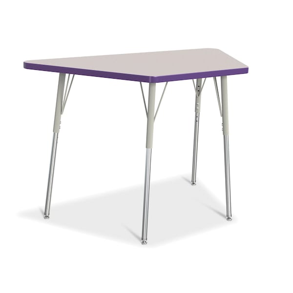 Jonti-Craft Berries Trapezoid Activity Tables, 24 in. x 48 in., A-height, Freckled Gray/Purple/Gray - 6438JCA004