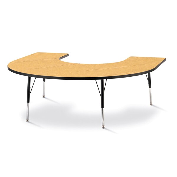 Jonti-Craft Berries Horseshoe Activity Table, 66 in. x 60 in., A-height, Oak/Black/Black - 6445JCA210