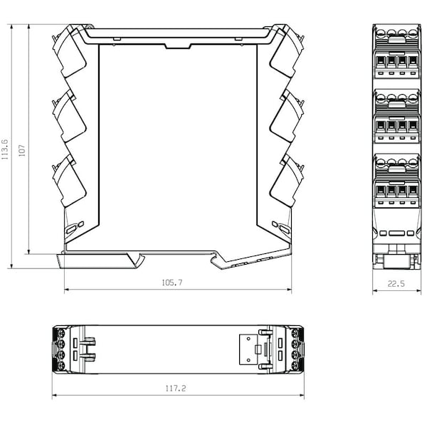 Kit de alojamiento modular Weidmuller 22.5X119.2X113.6mm Negro / Oro - 1519370000