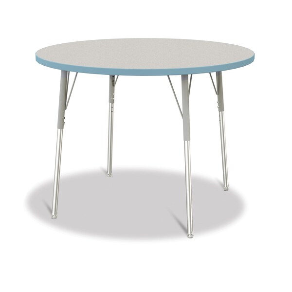 Jonti-Craft Berries Round Activity Table, 42 in. Diameter, A-height, Freckled Gray/Coastal Blue/Gray - 6468JCA131