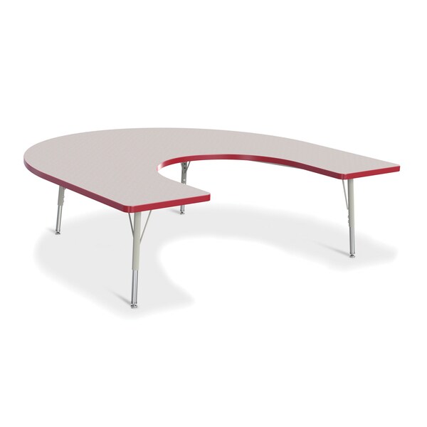 Jonti-Craft Berries Horseshoe Activity Table, 66 in. x 60 in., E-height, Freckled Gray/Red/Gray - 6445JCE008