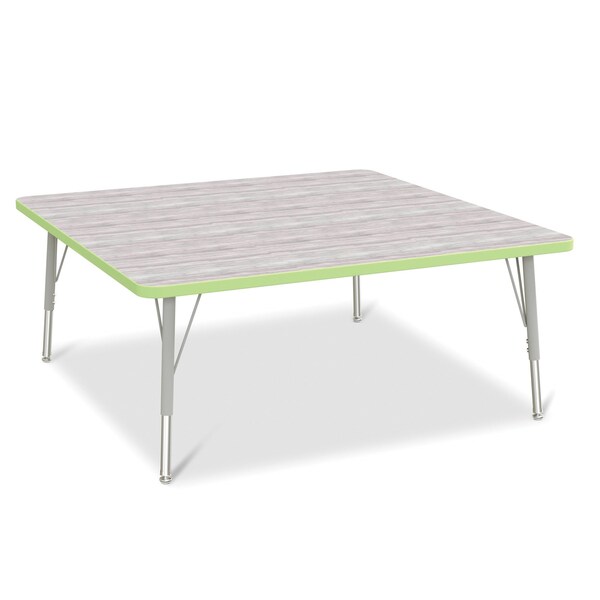 Jonti-Craft Berries Square Activity Table, 48 in. x 48 in., E-height, Driftwood Gray/Key Lime/Gray - 6418JCE451