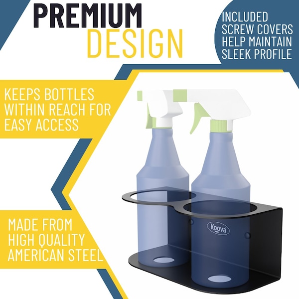 Koova Storage Rack, Steel, Black, 4.1 in W, 3.7 in H, 8.5 in L, Powder Coated - KV-SPRAYB-2