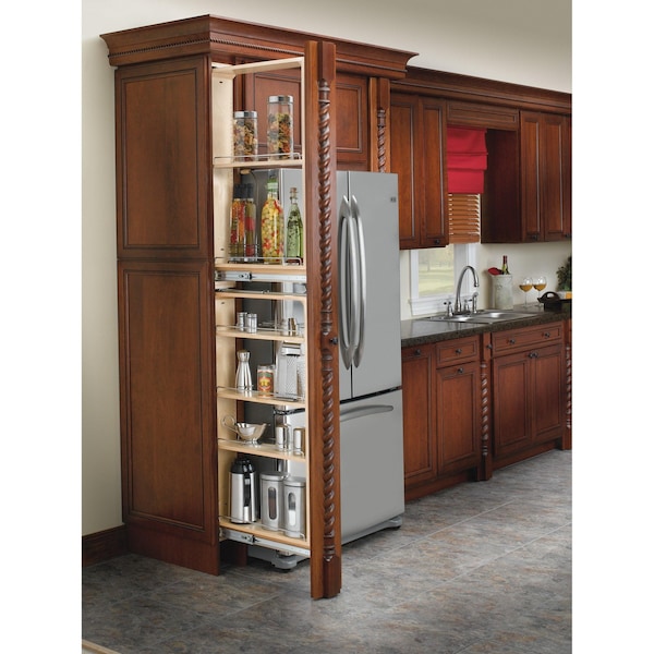 Rev-A-Shelf Maple Wood; Steel, Natural Maple, 6 in W, 44.5 in H, 23 in D - 432-TF45-6C