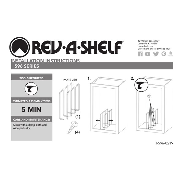 Rev-A-Shelf Steel, Silver, 3 in W, 10 in H, 11.88 in D, 11.88 in L, Silver - 596-10CR-52