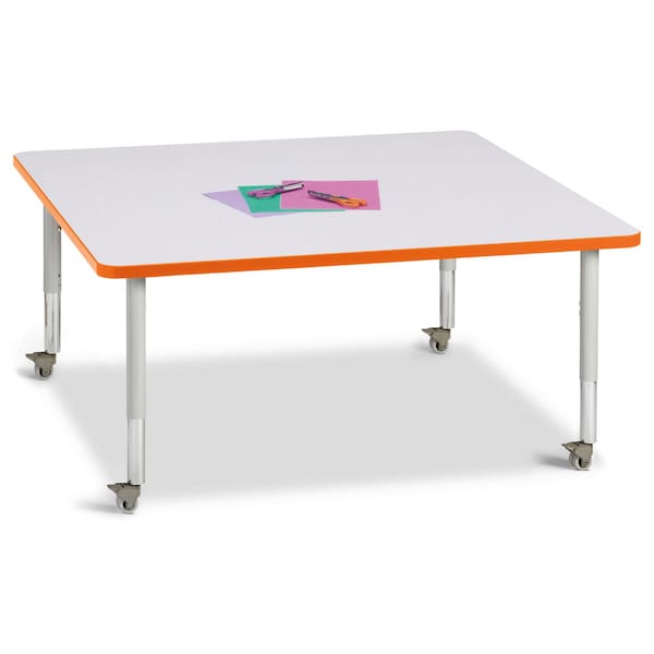 Jonti-Craft Berries Square Activity Table, 48 in. x 48 in., Mobile, Freckled Gray/Orange/Gray - 6418JCM114