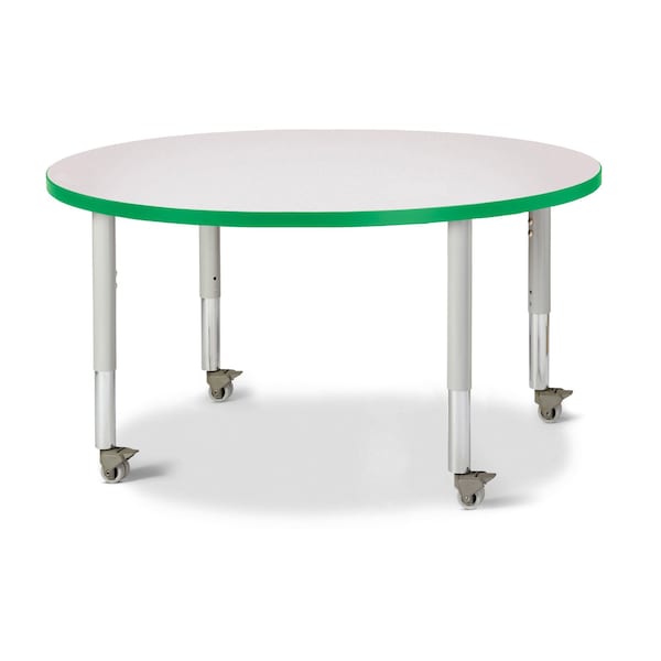 Jonti-Craft Berries Round Activity Table, 42 in. Diameter, Mobile, Freckled Gray/Green/Gray - 6468JCM119