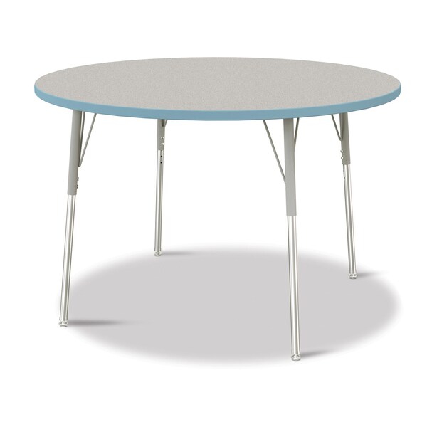 Jonti-Craft Berries Round Activity Table, 48 in. Diameter, A-height, Freckled Gray/Coastal Blue/Gray - 6433JCA131