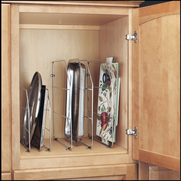 Rev-A-Shelf Steel, Chrome, 0.75 in W, 18 in H, 20 in D, 19.66 in L, Silver - 597-18CR-52