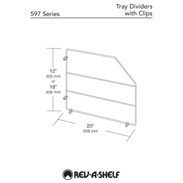 Rev-A-Shelf Steel, Chrome, 0.75 in W, 18 in H, 20 in D, 19.66 in L, Silver - 597-18CR-52