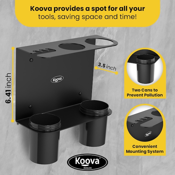 Koova Tool Rack, Steel, Black, Powder Coated - KV-GREASEGUN-V1