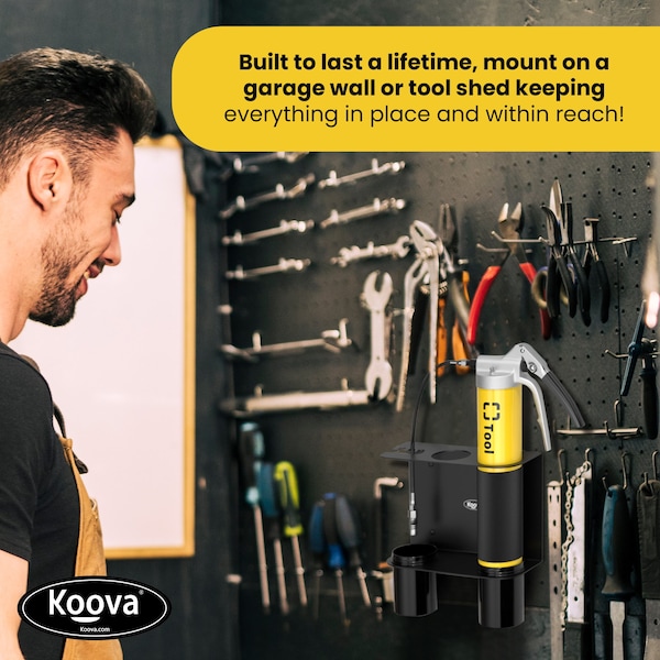 Koova Tool Rack, Steel, Black, Powder Coated - KV-GREASEGUN-V1