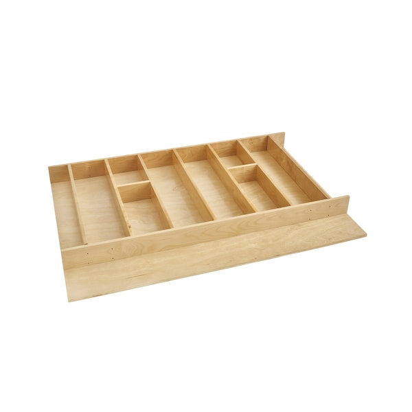Rev-A-Shelf Drawer Insert, Maple Veneer, Light Brown, 33.13 in W, 2.88 in H, 22 in D, 22 in L, Light Brown - 4WUT-36-1