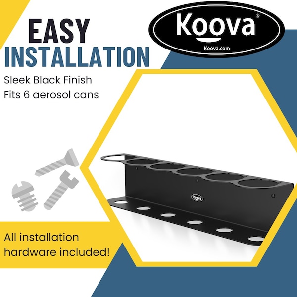 Koova Storage Rack, Steel, Black, 3.3 in W, 3.7 in H, 18.25 in L, Powder Coated - KV-CAN-6