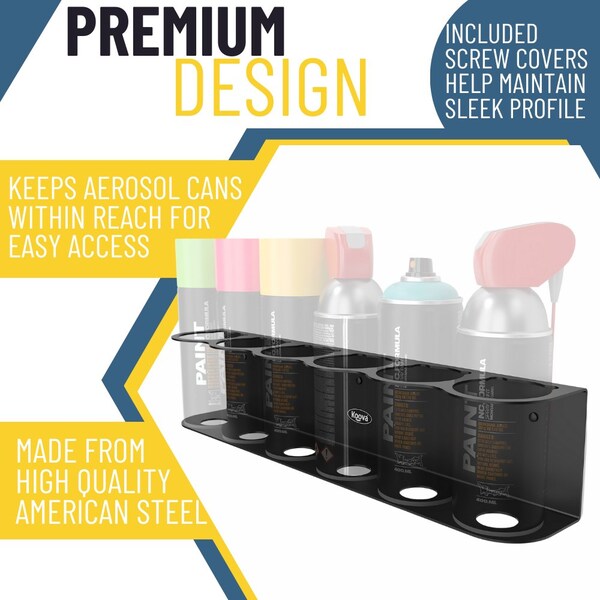 Koova Storage Rack, Steel, Black, 3.3 in W, 3.7 in H, 18.25 in L, Powder Coated - KV-CAN-6