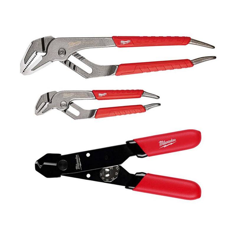 Juego de pinzas de mandíbula recta de 6 y 10 pulgadas de Milwaukee con pelacables y cortador de alambre compacto ajustable de calibre 12-24 (3 piezas) - 48-22-6330-48-22-3040
