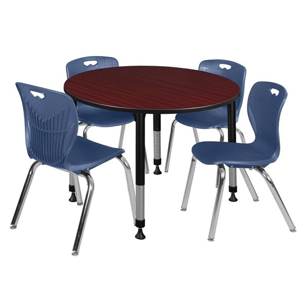 Regency Tables > Height Adjustable > Round Table & Chair Sets, 48 W, 48 L, 23-34 H, Mahogany - TB48RNDMHAPBK40NV