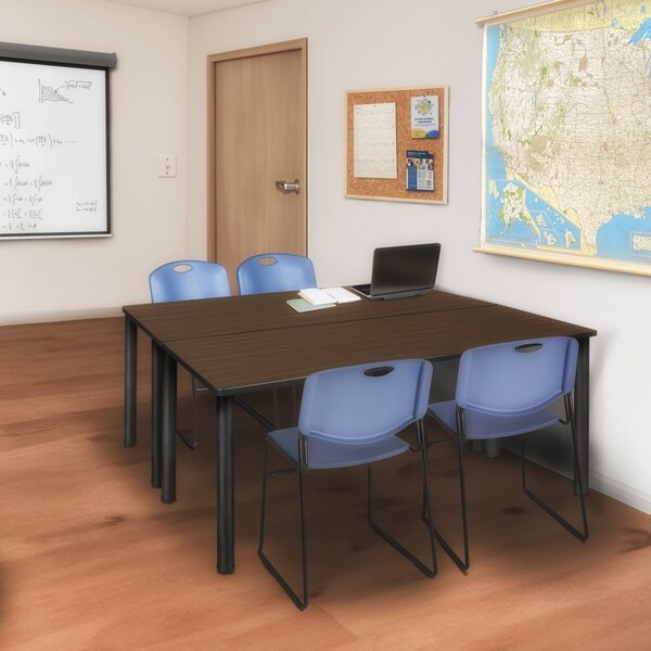 Regency Kee Training Table W/ 2 Zeng Chairs, 72 in W, 24 in L, Neo Walnut - MT7224NWBPBK44BE