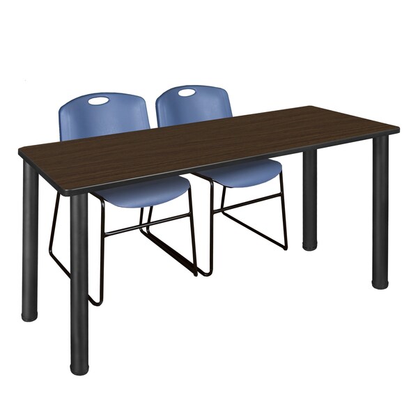 Regency Kee Training Table W/ 2 Zeng Chairs, 72 in W, 24 in L, Neo Walnut - MT7224NWBPBK44BE