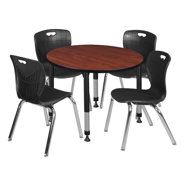 Regency Tables > Height Adjustable > Round Table & Chair Sets, 36 W, 36 L, 23-34 H, Cherry - TB36RNDCHAPBK40BK