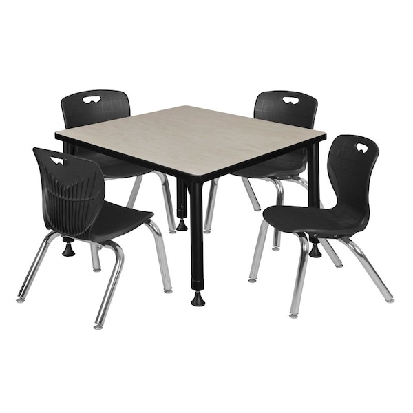 Regency Tables > Height Adjustable > Square Table & Chair Sets, 30 W, 30 L, 23-39 H, Maple - TB3030PLAPBK45BK