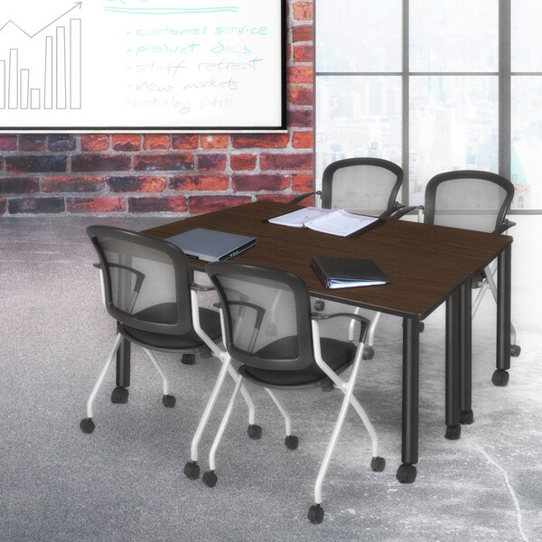Regency Kee Mobile Training Seminar Table, 66 in W, 24 in L, Neo Walnut - MTC6624NWBK