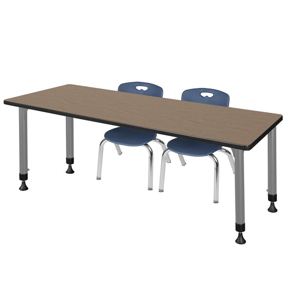 Regency Kee Adjustable Classroom Table W/ 2 Andy Stack Chairs, 66 in W, 30 in L, Noble Oak - MT6630NOAPGY45NV