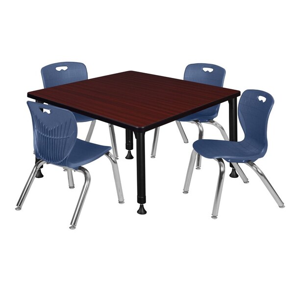 Regency Tables > Height Adjustable > Square Table & Chair Sets, 30 W, 30 L, 23-37 H, Mahogany - TB4242MHAPBK45NV