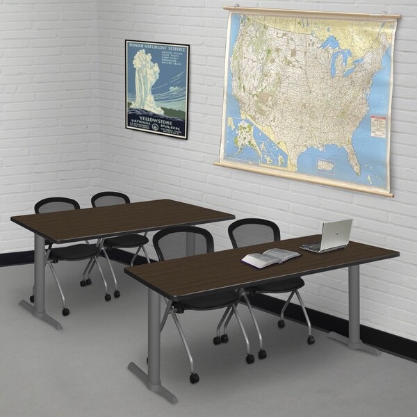 Regency Cain T-Base Training Seminar Table, 72 in W, 24 in L, Neo Walnut - MTRCT7224NWGY