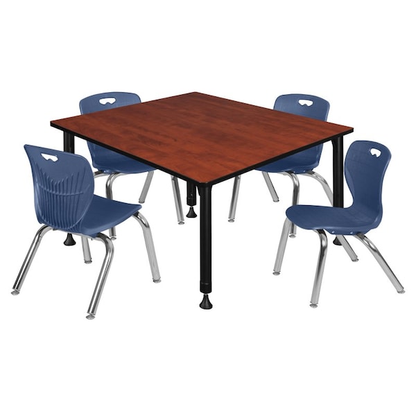 Regency Tables > Height Adjustable > Square Table & Chair Sets, 48 W, 48 L, 23-34 H, Cherry - TB4848CHAPBK45NV