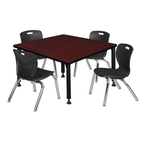 Regency Tables > Height Adjustable > Square Table & Chair Sets, 30 W, 30 L, 23-37 H, Mahogany - TB4242MHAPBK45BK