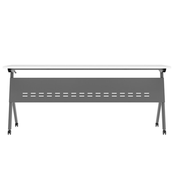 Flash Furniture Davis 72in. x 24in. HD Nesting Table w/Y-Legs, Modesty Panel, 1in. Thick White Tabletop, Gray Frame - MT-M7224-Y-LEG-WHTGRY-GG