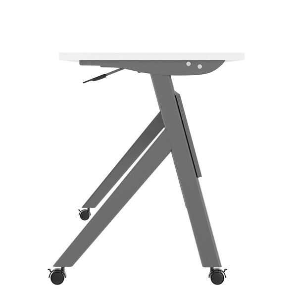 Flash Furniture Davis 72in. x 24in. HD Nesting Table w/Y-Legs, Modesty Panel, 1in. Thick White Tabletop, Gray Frame - MT-M7224-Y-LEG-WHTGRY-GG