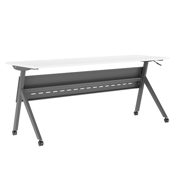 Flash Furniture Davis 72in. x 24in. HD Nesting Table w/Y-Legs, Modesty Panel, 1in. Thick White Tabletop, Gray Frame - MT-M7224-Y-LEG-WHTGRY-GG