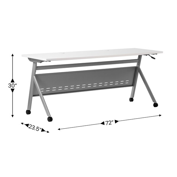 Flash Furniture Davis 72in. x 24in. HD Nesting Table w/Y-Legs, Modesty Panel, 1in. Thick White Tabletop, Gray Frame - MT-M7224-Y-LEG-WHTGRY-GG