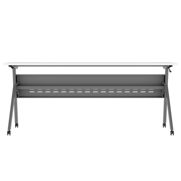 Flash Furniture Davis 72in. x 24in. HD Nesting Table w/Y-Legs, Modesty Panel, 1in. Thick White Tabletop, Gray Frame - MT-M7224-Y-LEG-WHTGRY-GG