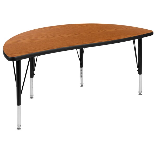 Flash Furniture 47.5" Circle Wave Oak Table Set-12" Stack Chairs - XU-GRP-12CH-A48-HCIRC-OAK-T-P-GG