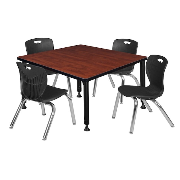 Regency Tables > Height Adjustable > Square Table & Chair Sets, 30 W, 30 L, 23-35 H, Cherry - TB3636CHAPBK45BK
