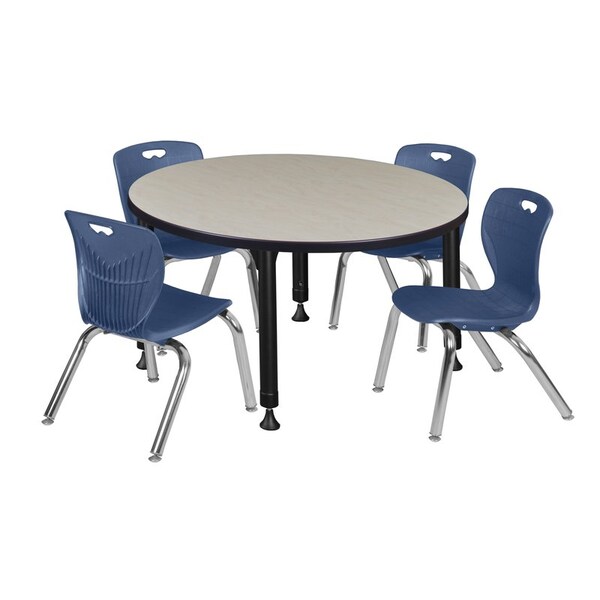 Regency Tables > Height Adjustable > Round Table & Chair Sets, 36 W, 36 L, 23-34 H, Maple - TB36RNDPLAPBK45NV