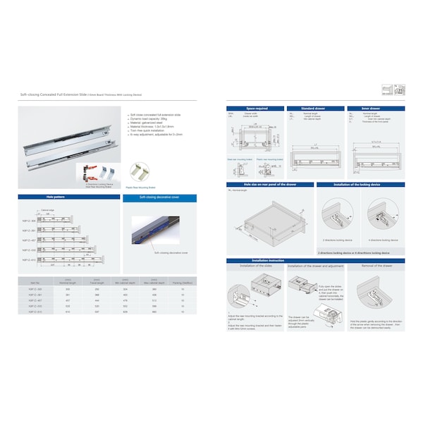 Gliderite Hardware 18 in. Full Extension Soft Close Undermount Drawer Slide Kit - 18UM65, 5PK - 18UM65-3