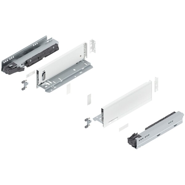 Blum 11in. M Height Legrabox Silk White Drawer Set, 125 Lbs Weight Rating - 770M27S0S