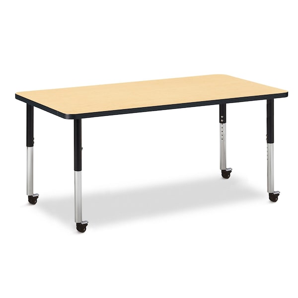 Jonti-Craft Berries Rectangle Activity Table, 30 in. x 60 in., Mobile, Maple/Black/Black - 6408JCM011