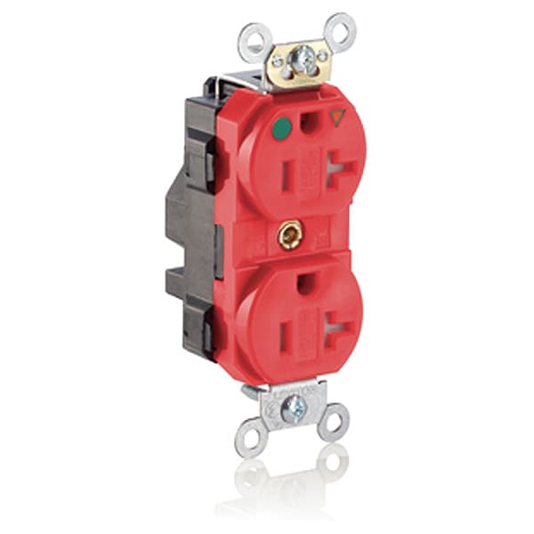 Receptáculo Leviton, 20 amperios, 125VCA, toma dúplex, 5-20R, rojo - MT830-IGR