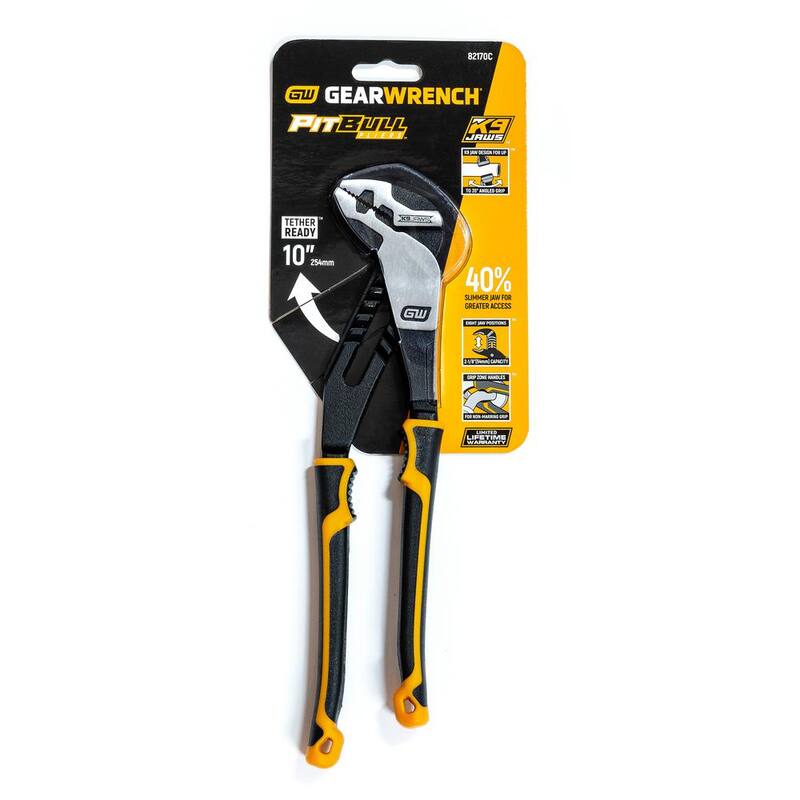 Llave ajustable de mandíbula recta GEARWRENCH de 10 pulgadas con agarre de material dual Pitbull K9 lengua y surco - 82170C.