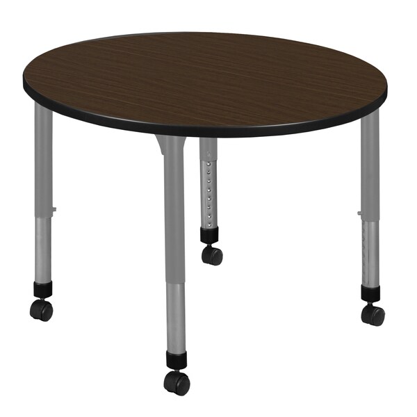 Regency Round Kee Height Adjustable Mobile Classroom Activity Table, 42 in W, 42 in L, Neo Walnut - TB42RNDNWAPCGY
