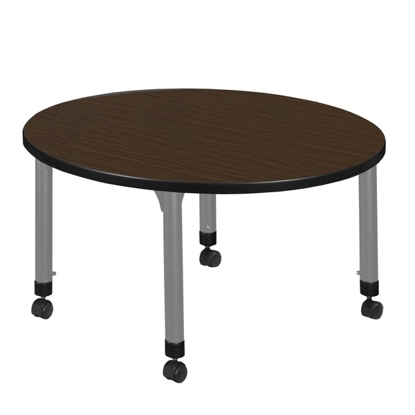 Regency Round Kee Height Adjustable Mobile Classroom Activity Table, 42 in W, 42 in L, Neo Walnut - TB42RNDNWAPCGY