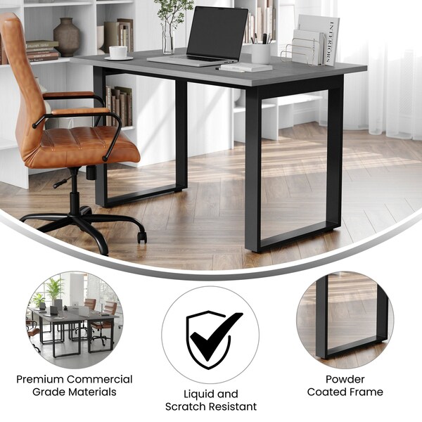 Flash Furniture Redmond 48x30 Conf Tbl w/1in. Thick Dbl Sided Laminate Tbl Top w/PVC and U-Frame Steel Bse, Gry Oak - MT-M4830-LTGRY-UBF-GG