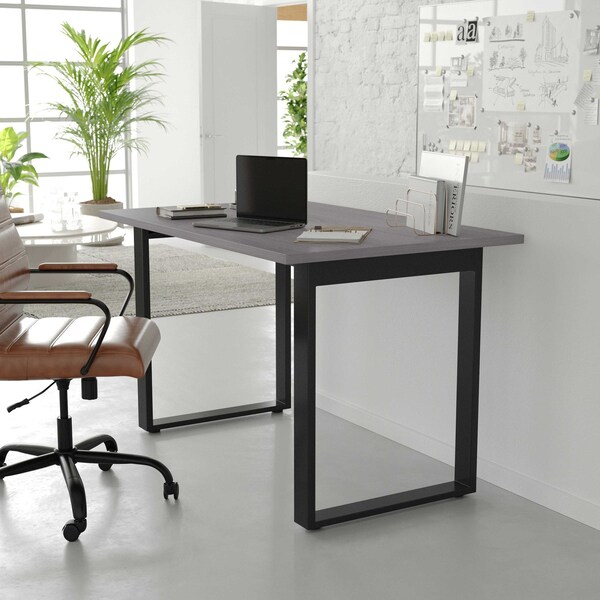 Flash Furniture Redmond 48x30 Conf Tbl w/1in. Thick Dbl Sided Laminate Tbl Top w/PVC and U-Frame Steel Bse, Gry Oak - MT-M4830-LTGRY-UBF-GG