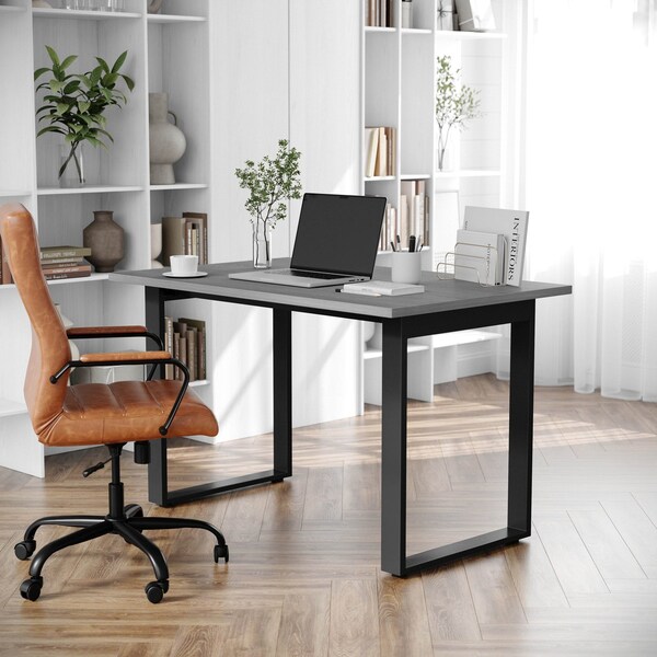 Flash Furniture Redmond 48x30 Conf Tbl w/1in. Thick Dbl Sided Laminate Tbl Top w/PVC and U-Frame Steel Bse, Gry Oak - MT-M4830-LTGRY-UBF-GG